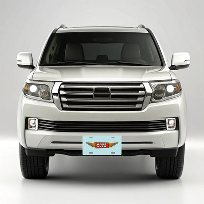 Move Over Blue Background Metal Vanity Novelty Tag License Plate for Trucks Cars SUVs