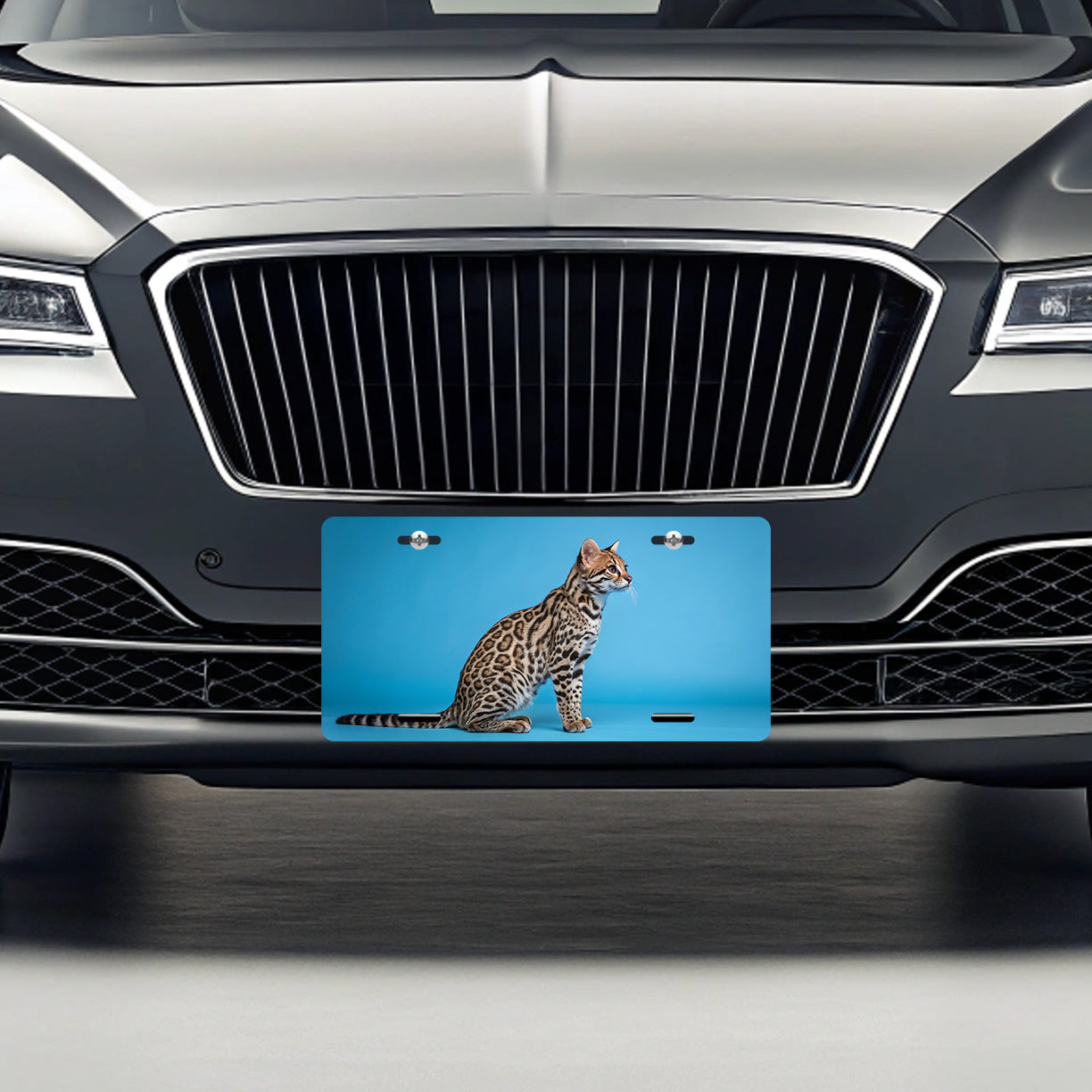 Ocelot Blue Background Metal Vanity Novelty Tag License Plate for Trucks Cars SUVs