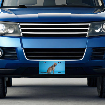 Ocelot Blue Background Metal Vanity Novelty Tag License Plate for Trucks Cars SUVs