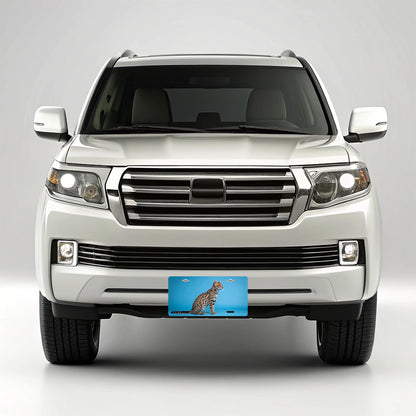 Ocelot Blue Background Metal Vanity Novelty Tag License Plate for Trucks Cars SUVs