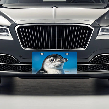 Penguin Face Blue Background Metal Vanity Novelty Tag License Plate for Trucks Cars SUVs
