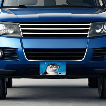 Penguin Face Blue Background Metal Vanity Novelty Tag License Plate for Trucks Cars SUVs