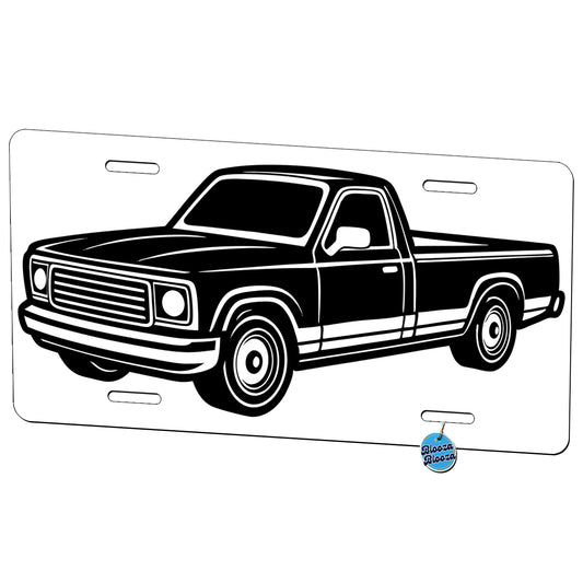 Pickup Truck Black White Metal Vanity Novelty Tag License Plate for Trucks Cars SUVs