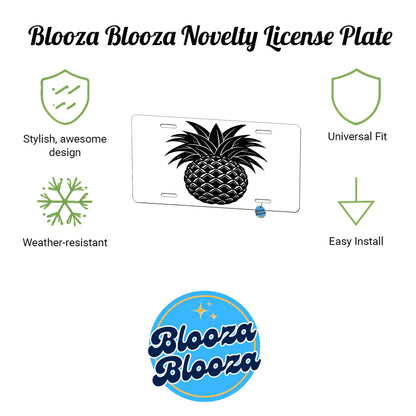 Pineapple Black White Metal Vanity Novelty Tag License Plate for Trucks Cars SUVs
