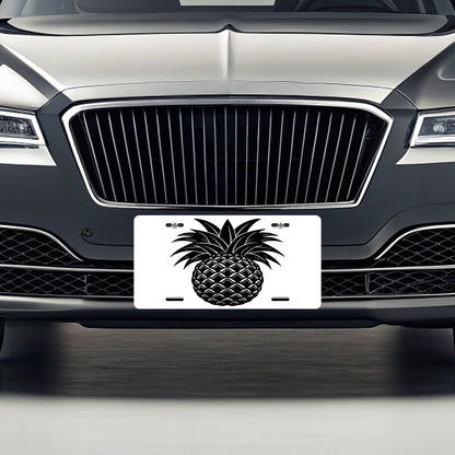 Pineapple Black White Metal Vanity Novelty Tag License Plate for Trucks Cars SUVs