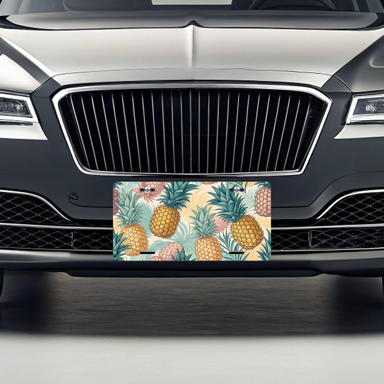 Pineapples Drawing Pattern Metal Vanity Novelty Tag License Plate for Trucks Cars SUVs