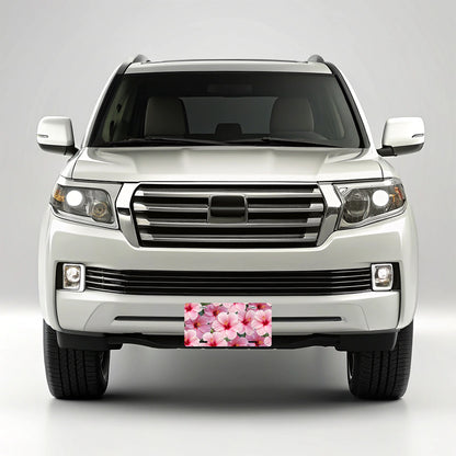 Pink Hibiscus Flowers Floral Pattern Metal Vanity Novelty Tag License Plate for Trucks Cars SUVs