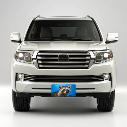 Raccoon Face Blue Background Metal Vanity Novelty Tag License Plate for Trucks Cars SUVs