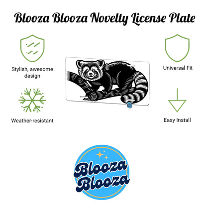 Red Panda Black White Metal Vanity Novelty Tag License Plate for Trucks Cars SUVs