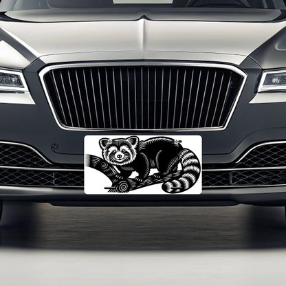 Red Panda Black White Metal Vanity Novelty Tag License Plate for Trucks Cars SUVs