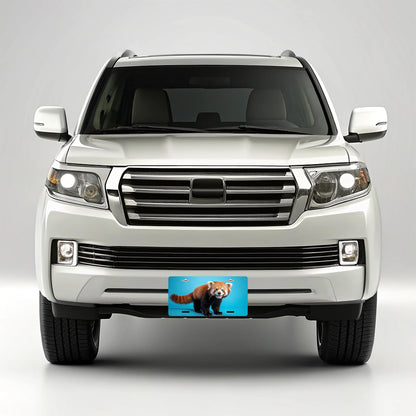 Red Panda Blue Background Metal Vanity Novelty Tag License Plate for Trucks Cars SUVs