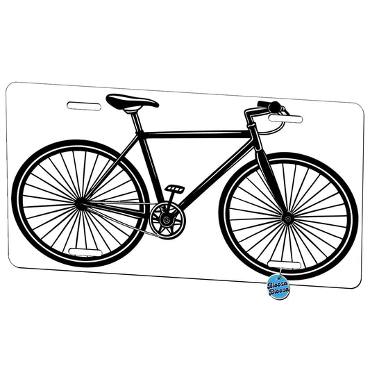 Road Bike Black White Metal Vanity Novelty Tag License Plate for Trucks Cars SUVs