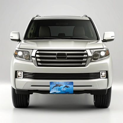 Sea Dolphins Swimming Ocean Metal Vanity Novelty Tag License Plate for Trucks Cars SUVs