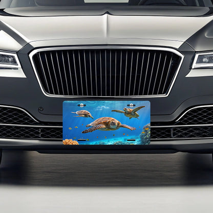 Sea Turtles Swimming Under Water Ocean Metal Vanity Novelty Tag License Plate for Trucks Cars SUVs