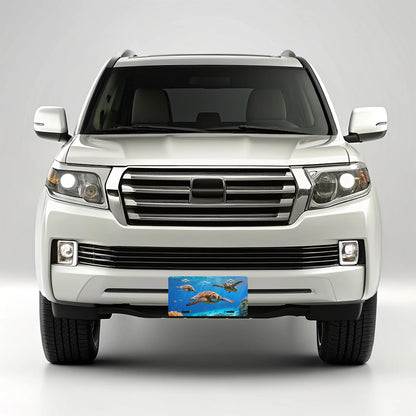 Sea Turtles Swimming Under Water Ocean Metal Vanity Novelty Tag License Plate for Trucks Cars SUVs