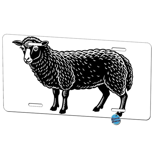 Sheep Black White Metal Vanity Novelty Tag License Plate for Trucks Cars SUVs