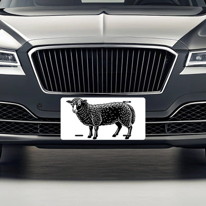 Sheep Black White Metal Vanity Novelty Tag License Plate for Trucks Cars SUVs
