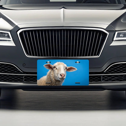 Sheep Face Blue Background Metal Vanity Novelty Tag License Plate for Trucks Cars SUVs