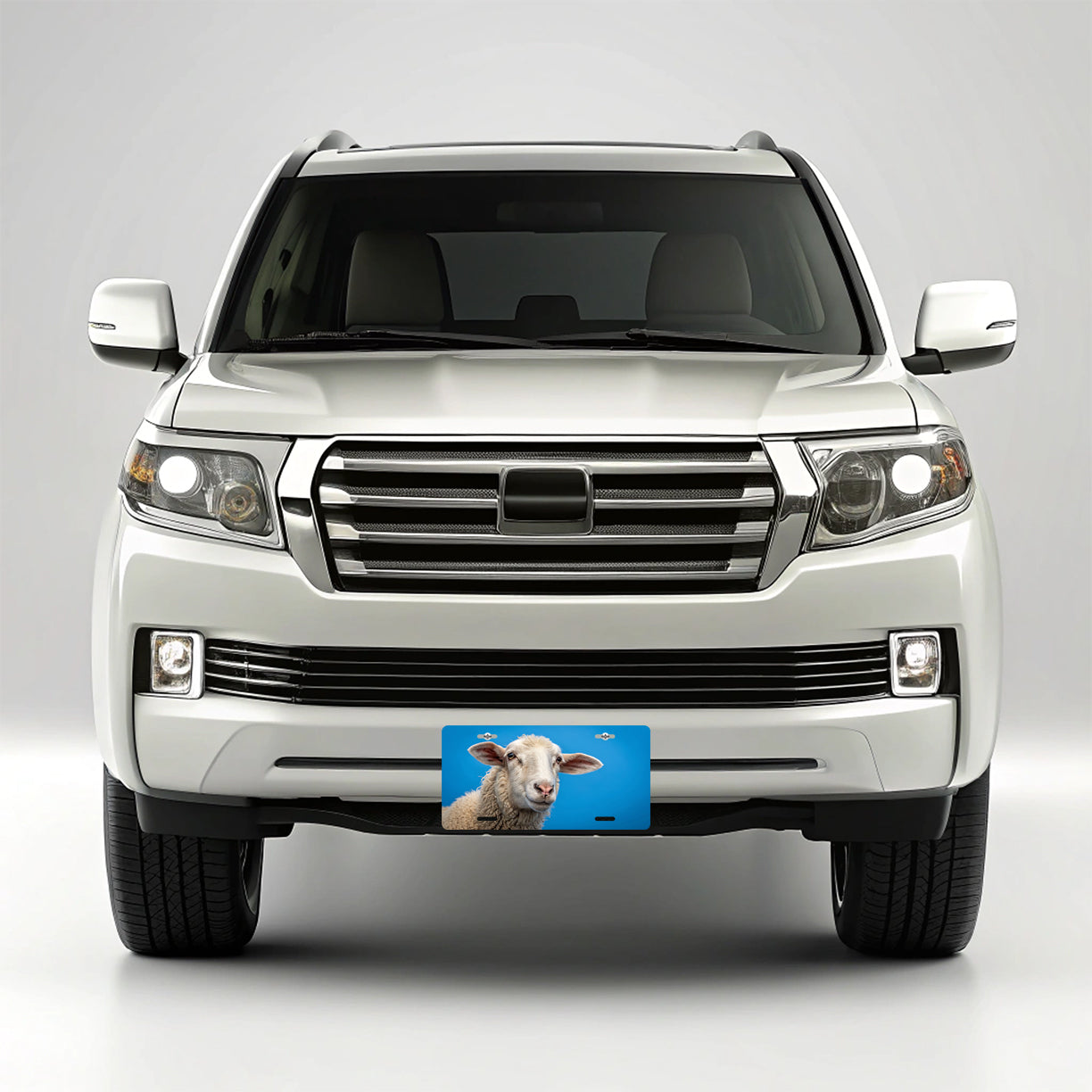 Sheep Face Blue Background Metal Vanity Novelty Tag License Plate for Trucks Cars SUVs