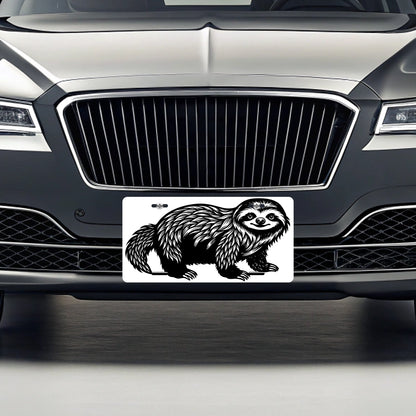 Sloth Black White Metal Vanity Novelty Tag License Plate for Trucks Cars SUVs