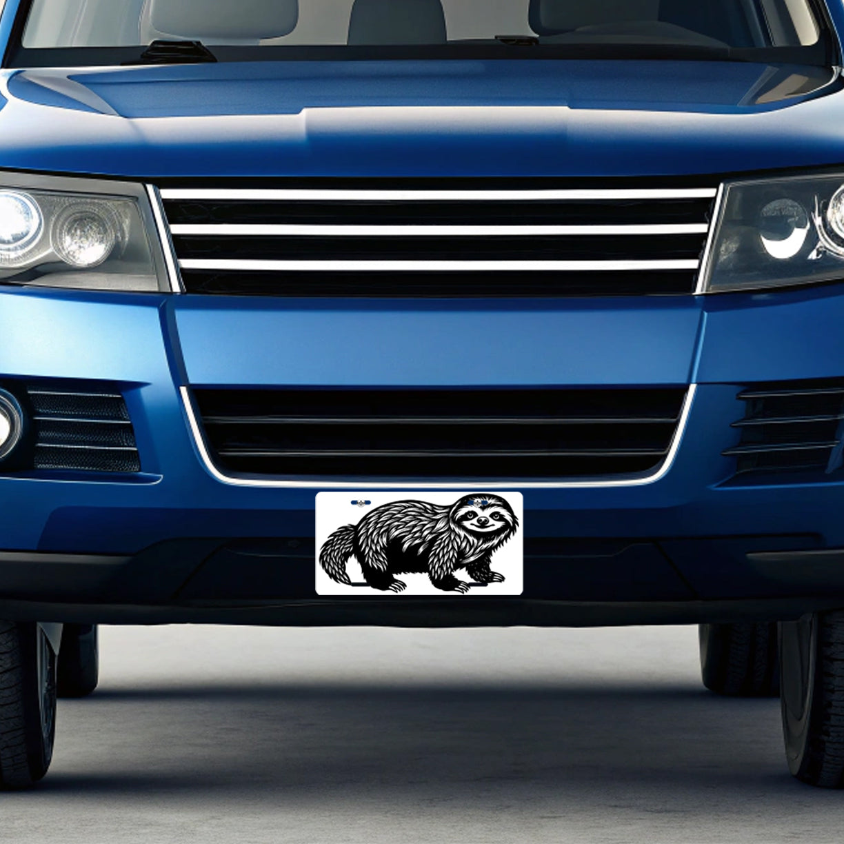 Sloth Black White Metal Vanity Novelty Tag License Plate for Trucks Cars SUVs