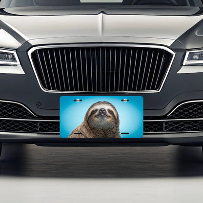 Sloth Face Blue Background Metal Vanity Novelty Tag License Plate for Trucks Cars SUVs