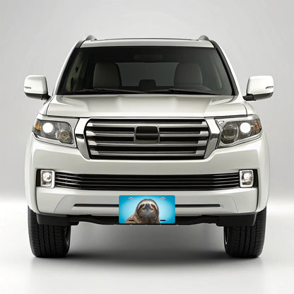 Sloth Face Blue Background Metal Vanity Novelty Tag License Plate for Trucks Cars SUVs