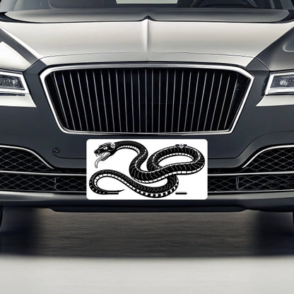Snake Black White Metal Vanity Novelty Tag License Plate for Trucks Cars SUVs