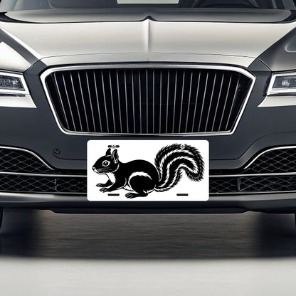 Squirrel Black White Metal Vanity Novelty Tag License Plate for Trucks Cars SUVs