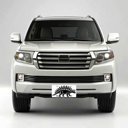 Stegosaurus Dinosaur Black White Metal Vanity Novelty Tag License Plate for Trucks Cars SUVs