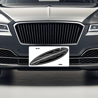Surfboard Black White Metal Vanity Novelty Tag License Plate for Trucks Cars SUVs