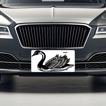 Swan Black White Metal Vanity Novelty Tag License Plate for Trucks Cars SUVs