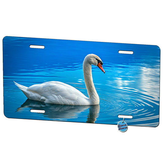 Swan Blue Background Metal Vanity Novelty Tag License Plate for Trucks Cars SUVs