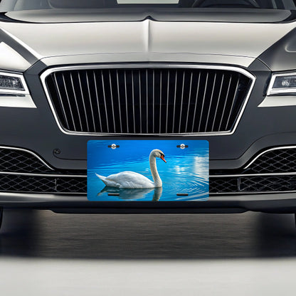 Swan Blue Background Metal Vanity Novelty Tag License Plate for Trucks Cars SUVs