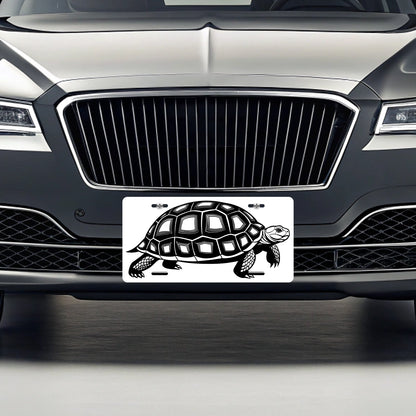 Tortoise Black White Metal Vanity Novelty Tag License Plate for Trucks Cars SUVs