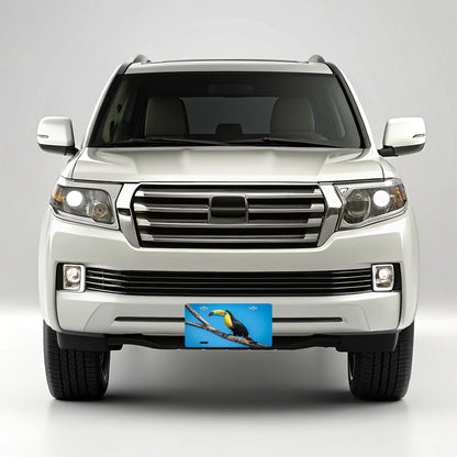 Toucan Blue Background Metal Vanity Novelty Tag License Plate for Trucks Cars SUVs