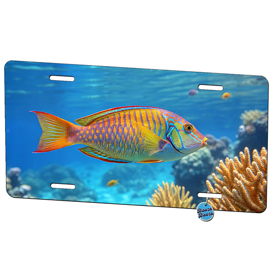 Tropical Fish Coral Ocean Metal Vanity Novelty Tag License Plate for Trucks Cars SUVs