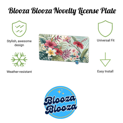Tropical Flowers Floral Hibiscus Pattern Metal Vanity Novelty Tag License Plate for Trucks Cars SUVs