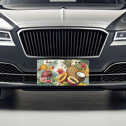 Tropical Fruit Pattern Pineapples Coconuts Metal Vanity Novelty Tag License Plate for Trucks Cars SUVs