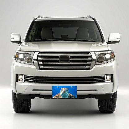 Turtle Face Blue Background Metal Vanity Novelty Tag License Plate for Trucks Cars SUVs