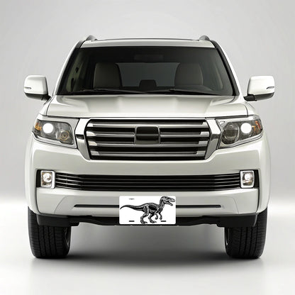 Velociraptor Dinosaur Black White Metal Vanity Novelty Tag License Plate for Trucks Cars SUVs
