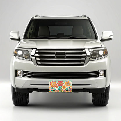 Vintage Groovy Flowers Drawing Metal Vanity Novelty Tag License Plate for Trucks Cars SUVs