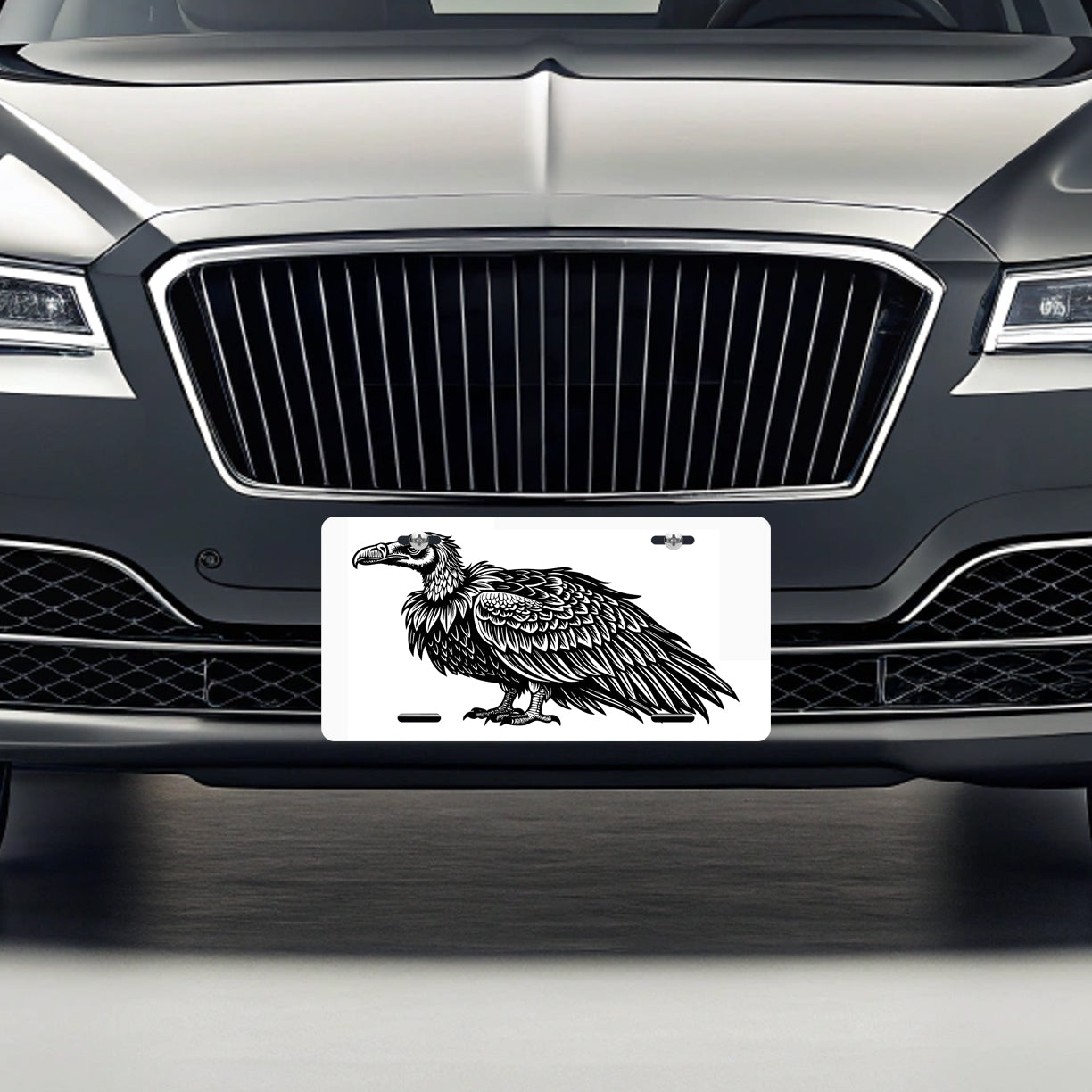 Vulture Bird Black White Metal Vanity Novelty Tag License Plate for Trucks Cars SUVs