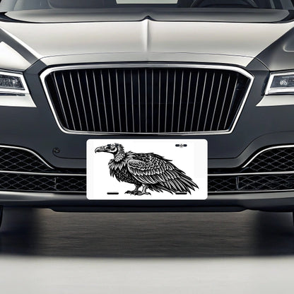 Vulture Bird Black White Metal Vanity Novelty Tag License Plate for Trucks Cars SUVs