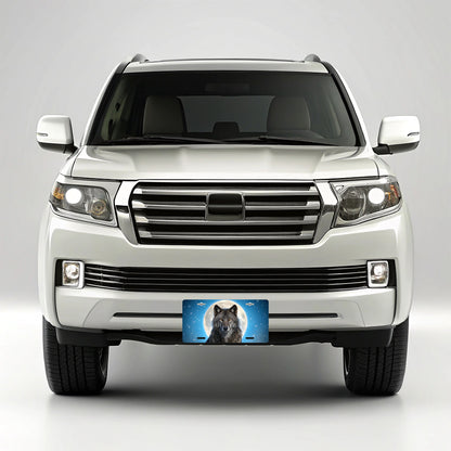 Wolf In Night Sky Moon Stars Metal Vanity Novelty Tag License Plate for Trucks Cars SUVs