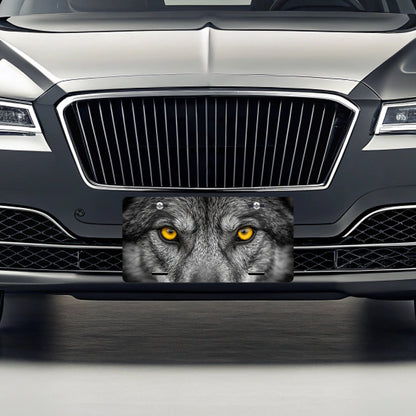 Wolf Yellow Eyes Closeup Metal Vanity Novelty Tag License Plate for Trucks Cars SUVs