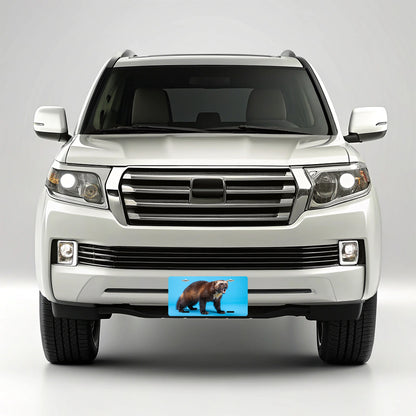 Wolverine Animal Blue Background Metal Vanity Novelty Tag License Plate for Trucks Cars SUVs