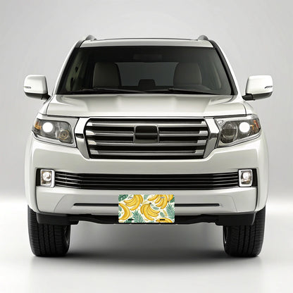Yellow Bananas Pattern Fruit Palm Leaves Metal Vanity Novelty Tag License Plate for Trucks Cars SUVs