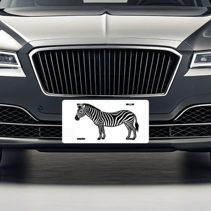 Zebra Black White Metal Vanity Novelty Tag License Plate for Trucks Cars SUVs