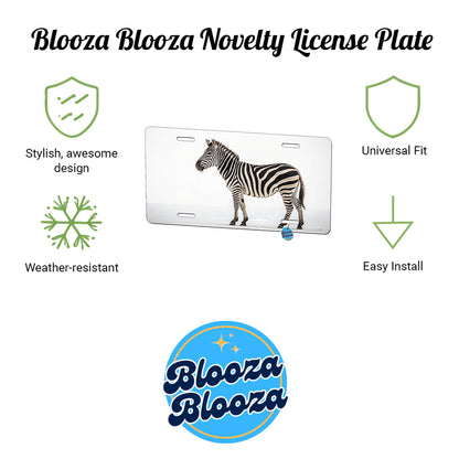 Zebra White Background Metal Vanity Novelty Tag License Plate for Trucks Cars SUVs